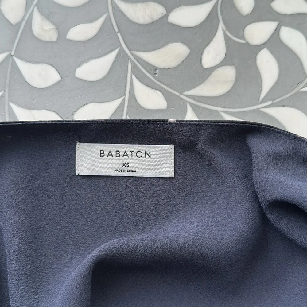Babaton XS Floral Wrap Dress in Charcoal/Pink/Blue/Green - Picture 6 of 8